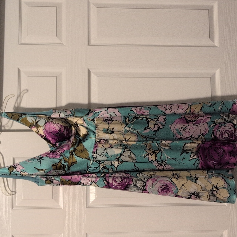 Adrianna Papell Teal and Purple Dress